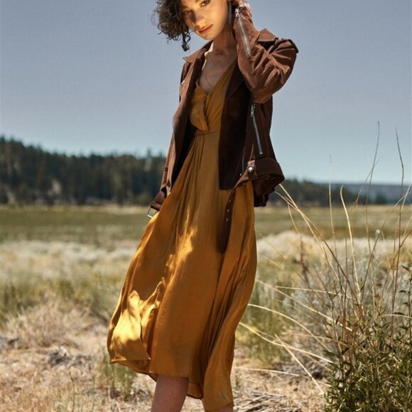 Brown Faux Suede Edgy Belted Hem Biker Jacket - Picture 5 of 5